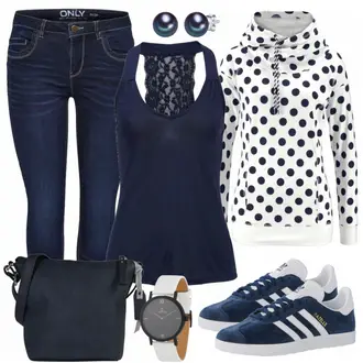 Gazelle Outfit mit Grau Sneaker Adidas Originals "Gepunktet"