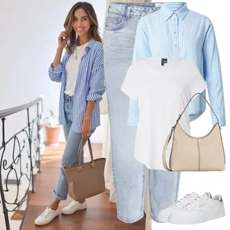 Streetwear Outfit mit Weiß/Creme Leder Sneaker/Sneaker Low/Plateau-Sneaker/Skateschuh/Schmaler Sneaker/Vintage Sneaker Reebok "Perfekter Look für den Frühling"Look: Uni, Esthetische, Casual, Classic, Sportlich, Streetwear, Trendige, Unisex, Coole, Extravagante, Rap, Skater
