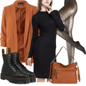 Outfit mit Grau/Dunkelgrau/Rosa/Beige Glitzer Strumpfhose/Feinstrumpfhose Falke "Cooles Alltagsoutfit"