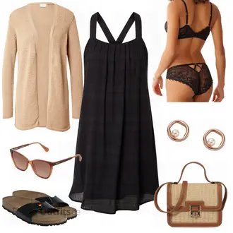 Outfit mit Schwarz/Grau/Dunkelgrau Kleid Große Größe/Tunika/A-Linien Kleid/Chiffon Kleid/Neckholder Kleid/Jerseykleid/Mesh Kleid/Etuikleid/Ärmelloses Kleid/Spaghettiträger Kleid/Trägerkleid/Sommerkleid/Tenniskleid Edited "Bequemer Alltagslook"