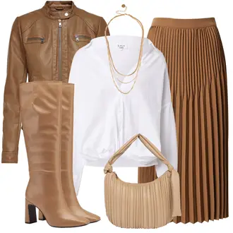 Kombinacije za zimu A-kroj sa Smeđa/Kaki/Bež Suknja guido maria kretschmer women "Trendi zimski outfit"Look: Elegantan, Prekrasan, A-kroj, Old Money