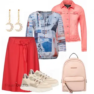 Outfit mit Rosa/Beige/Blau Sneaker Steve Madden "Perfekt für den Frühling"