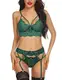Lucyme Reizwäsch Sets Damen Outfit Babydoll Nachthemd Lingerie G-String Body Sexy Dessous Erotick Wäsche Strapsen Dessous Set Grün M