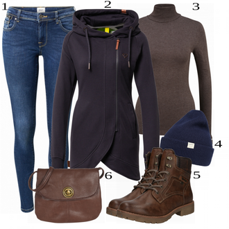 Outfit s Černá/Červená Kozačka Tom Tailor "Denní Outfit"