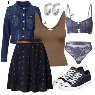 Outfit sa Tamnoplava/Ljubičasta/Crvena Kratke hlače velike veličine/Suknja/Bluza i Tunika About You "Zimski Outfit"