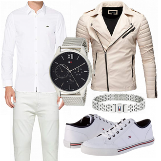 Outfit mit Blau/Weiß Hemd Lacoste "Freizeit Outfit"