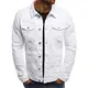 YEBIRAL Herren Jeansjacke Übergangs-Jacke mit Kapuze Slim-Fit Langarm Vintage Denim Jacket Herbst Winter Casual