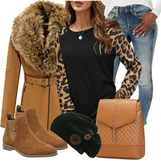 Outfit mit Braun SommerStiefelette/Chelsea Boot/Flache Stiefelette ESPRIT "Outfit Für Den Winter"