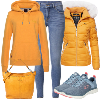 Outfit mit Orange Sweatmode Superdry "Cooles Winter Outfit"