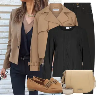 Herfst Outfits Chique met beige/bruin Lange jas/Dubbele Jas lofty manner "Modieuze lente outfit"Look: Werkkleding, Chique, Safari, Modern, Elegant, Smart Casual, Extra groot, Old Money