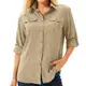 Hemdbluse Damen UPF 50+ UV Shirt Sonnenschutz Safari Kleidung,Wanderbluse Damen Langarm Atmungsaktiv Outdoor Cool Quick Dry Sport Oberteile（5070 Khaki M）