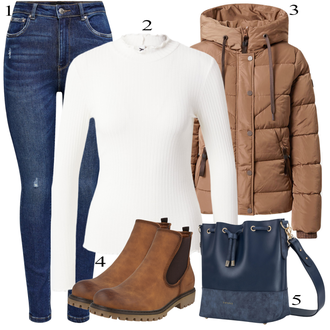 Outfit sa Smeđa Traper Jakna "Zimski outfit"