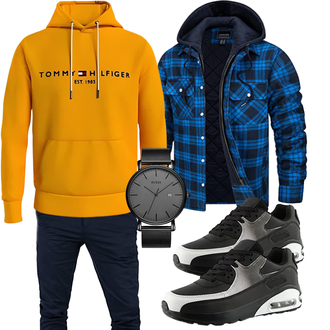 Outfit mit DunkelBlau/Blau/HellBlau WinterPullover/KapuzenPullover/Sport Hoodie/Hoodie/Sweatjacke/Strick Hoodie/Ausgefallener Hoodie TACVASEN "Super für die Freizeit"