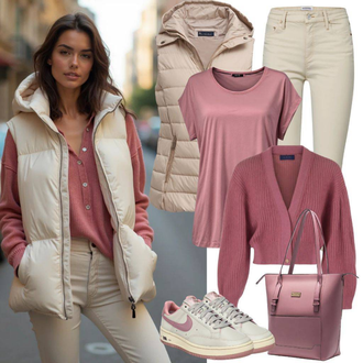 Outfit sa Ljubičasta/Pink/Vinski Crveno/Crvena/TamnoCrvena Pletenina Kardigan s okruglim izrezom/Kratki kardigan trend alaçatı stili "Savršeno za zimu"