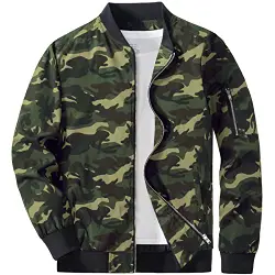 KEFITEVD Leichte Sommerjacke Herren Bomber Blouson Frühling Sommer Herrenjacke Übergang Jacke Herbst Windbreaker Armeegrün-Camo M