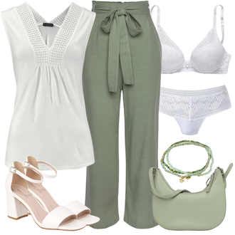 Outfit sa Svjetlozelena/Zeleno/Tirkizna/Svjetloplava Narukvica Pilgrim "Outfit za ljeto"