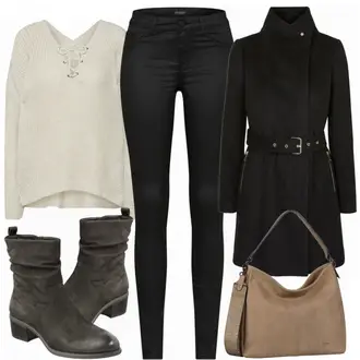 Outfit mit Schwarz Kleid/Tasche/Gürtel/Jeans SOAKED IN LUXURY "Fashionable"
