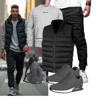 Stehkragen Outfit mit Schwarz Steppweste/Kunstfaserweste/Indoorweste/Wendeweste/Reitweste/Isolationsweste/Puffer Weste/Daunenweste Calvin Klein "Freizeit Outfit"