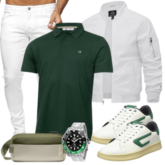Outfit mit Grau/Weiß/Hellgrau/Khaki Ripstopjacke/Frühlingsjacke/Reflektierende Jacke/Jacke mit Seitlichem Reißverschluss/Coachjacke/Sommerjacke/Nylonjacke/Uniformjacke/Fliegerjacke KEFITEVD "Cool Outfit"