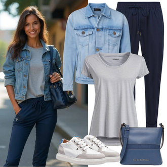 Outfit sa TamnoPlava/Plava Hlače Paperbag Hlača/Hlače Visokog Struka/Marlene Hlača/Palazzo Hlača/Široka Hlača/Hlače od muslina JdY "Ljetni izgled za svakodnevno nošenje"