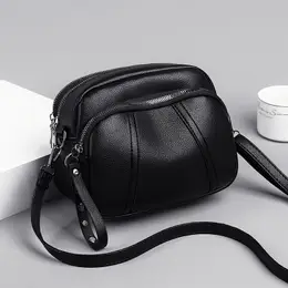 Simple Solid Color Crossbody Bag, Vintage Multi Pocket Purse, Studded Decor Shoulder Bag