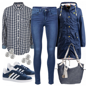 Gazelle Outfit mit Grau Sneaker Adidas Originals "Karo"