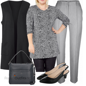 Schicke Outfits mit Grau Hose Große Größe miamoda "Schickes Herbst Outfit"