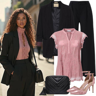 Été tenues avec Noir Manteau/Tunique/Blazer Oversize/Blazer Boyfriend/Blazer Long/Veste en cuir pour hommes VERO MODA "Look élégant"