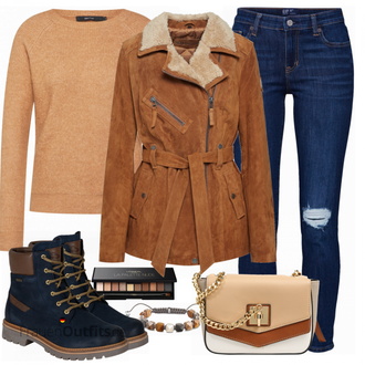 Outfit mit Schwarz Stiefel Camel Active "FREAKY NATION Lederjacke"