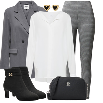 Winter Outfit mit Grau/HellGrau/DunkelGrau Karierte Hose/Cord Legging/Strick Legging/Gefütterte Leggings/ThermoHose/Treggings Edited "Büro Outfit"