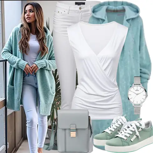 HellBlau/Blau/Grün/Türkis Wolle Strickjacke/Lange Strickjacken/Strickjacke Tracht/WickelStrickjacke/Strickjacke Gefüttert/Winter Strickjacke Minetom kombinieren