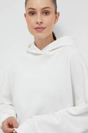 Pulover LUX COLLECTION enski, bela barva, s kapuco