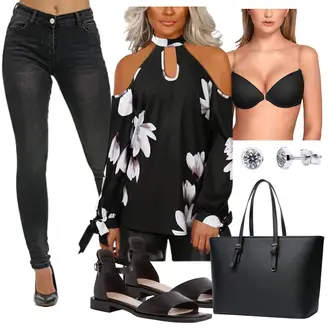 Wetlook Outfit mit Schwarz/Braun/Lila/Rosa Außergewöhnliche Bluse/Lederjacke/LangarmBluse/Crash­Bluse/Bluse mit Trichterkragen/Bluse mit Stehkragen/Gemusterte Bluse/Verspielte Bluse/Bluse Oberteil/DruckBluse YOINS "Modischer Sommer Look"Look: Sexy, Romantisch, Coole, Wetlook, Mom, Schön, Elegant