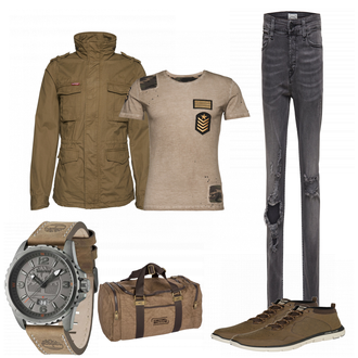 Outfit mit Braun Sneaker Skechers "KM9"