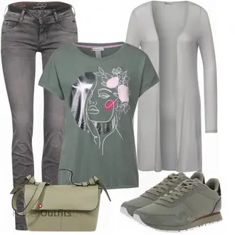 Outfit mit Grau Schuh Sneaker WODEN "Freizeit Outfit"