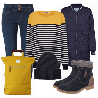 Outfit mit Blau Stiefel Tom Tailor "super"