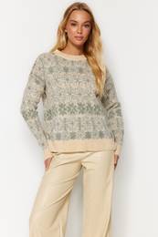 Mint Patterned Knitwear Sweater