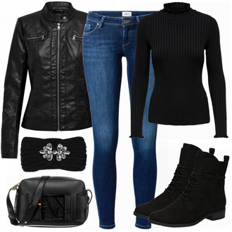 Outfit mit Schwarz/Dunkelgrau/Grau/Rot Schultertasche/Mannstasche/Gürteltasche/Umhängetasche/Schultertasche/Brieftasche/Kleine Tasche/Schulranzen Armani Exchange "Outfit für den Herbst"