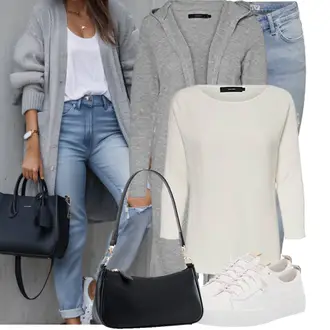 90er, Stil Outfit mit Hellblau/Blau Lederjacke Only "Cool für die Freizeit"Look: Rap, Stil, Schön, Coole