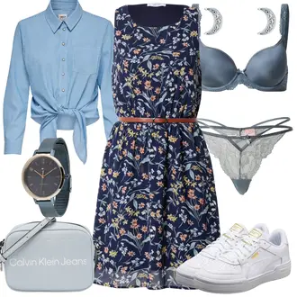 Mit Schleife Outfit mit Hellblau/Blau Bluse und Tunika/Bluse Große Größe/Casual Hemd/Jeanshemd/Hemdbluse Only "Cooler Look für den Frühling"