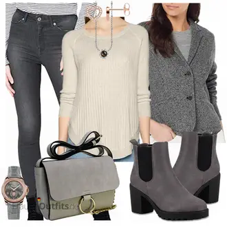 Oversize Outfit mit Grau/Dunkelgrau/Hellgrau/Beige/Braun Winterschuh/Winter Stiefelette/Gummistiefelette/Plateaustiefelette/Gefütterte Stiefelette/Lederjacke/Chelsea Boot Stiefelparadies "Only"Look: Rad, Casual, Trendige, Smart Casual, Outdoor, Edel, Elegant, Grunge, Premium, Classic, Nahtlos, Oversize, Ausgefallene