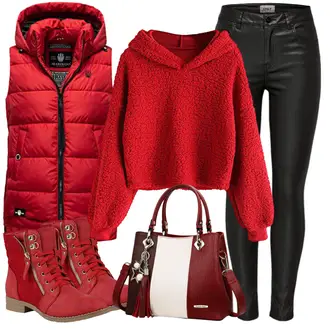 Tanzen Outfit mit Rot/Dunkelrot Winter Stiefelette/Gefütterte Stiefelette/Sommerstiefelette/Sneaker Mit Seitlichem Reißverschluss/Schnürstiefelette/Flache Stiefelette/Stiefel Mit Reißverschluss Stiefelparadies "Trendiges Herbst Outfit"Look: Reiten, Tanzen, Freizeit