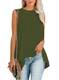 Happy Sailed Damen O-Ausschnitt Ärmellos Elegant Casual Einfarbig Oberteil Shirt Tops S-XXL