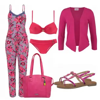 Outfit mit Bademode Lascana "PinkeBluete"