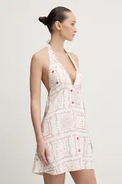 Lanena obleka Hollister Co. be barva, KI359-5067
