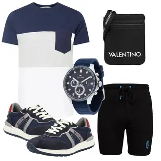 Outfit mit Grün/Schwarz/Creme/Rot Umhängetasche/Mannstasche/Gürteltasche/Kleine Tasche/Schultertasche/Hüfttasche valentino "Freizeit Outfit"