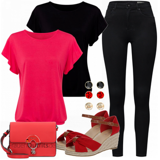 Outfit mit Schwarz Lederjacke/Cord Legging/High Waist Legging/Strick Legging/Gefütterte Leggings/Lederjacke/Thermohose/Treggings/Warme Leggings/Biker Jeans/Thermojeans VERO MODA "Perfekt für die Freizeit"