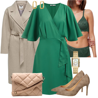Met riem Outfit met bruin/beige/Khaki/grijs Kasjmier Mantel/Loden mantel/Wintermantel Wollen Winterjas/Wollen Fleece Mantel/Lange jas/Wollen Jas/Slip Jas JdY "Outfit voor de herfst"