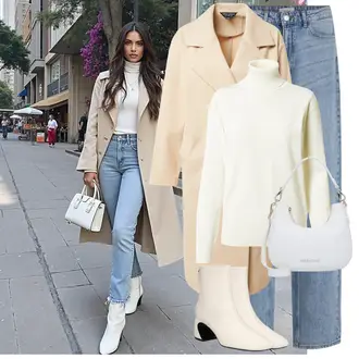 Outfity s "mom" džínami Vysoký Pas s Modrá/Světle modrá Mom Jean/Baggy Džíny/Formální Košile/Džíny Culottes/Girlfriend Džíny/Dad Džíny/Vintage džíny/Džíny Volného Střihu Vila "Módní zimní outfit"