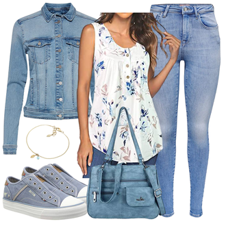 Outfit mit Blau/Hellblau Businesstasche/Wickeltasche/Notebook Tasche/Laptoptasche/Tasche Büro/Schulranzen/Schultertasche/Tragetasche angel kiss "Sommer Look für modische Frauen"